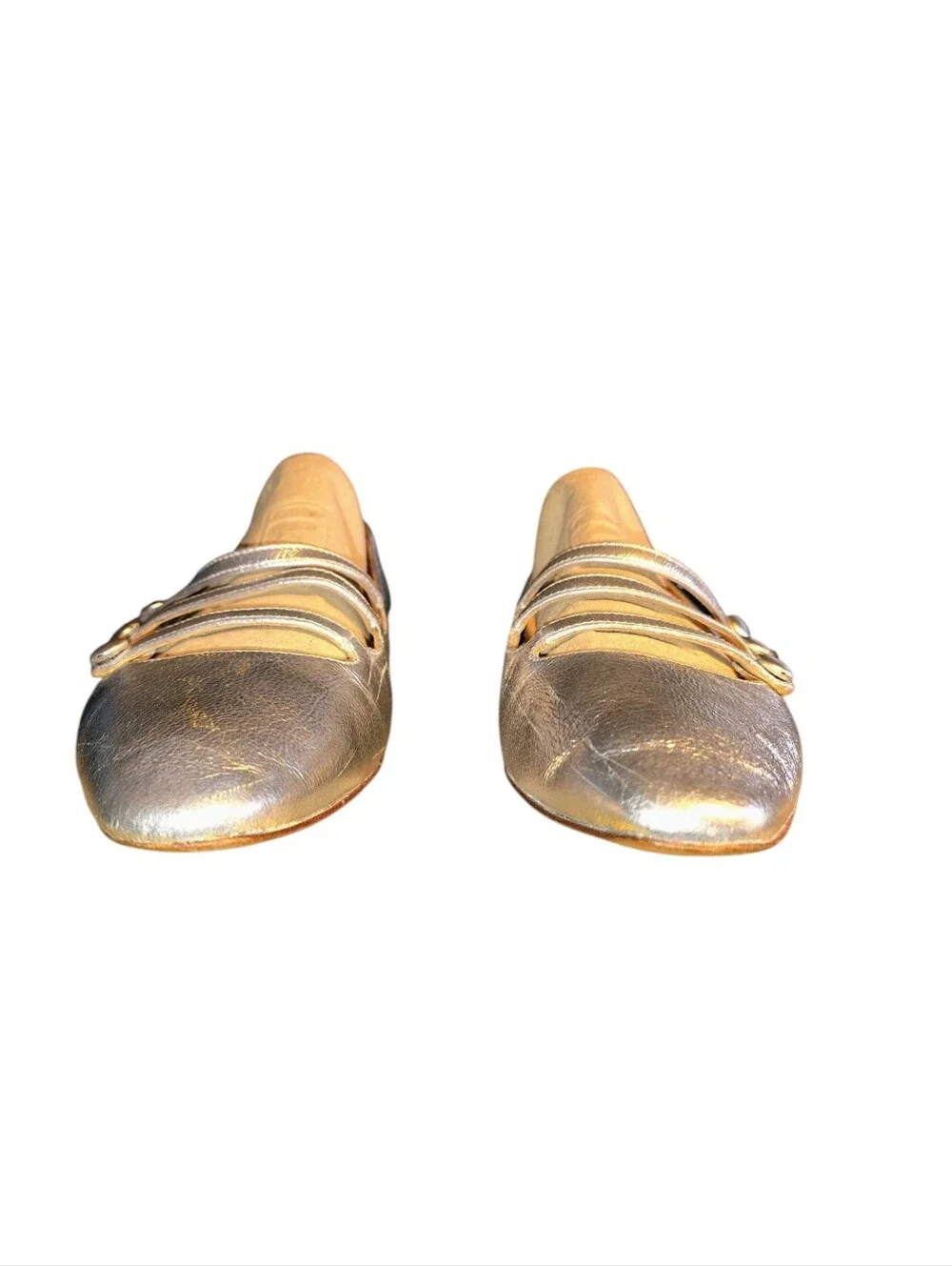 Veronica Beard Metallic Silver Crinkle Triple-Strap Mary Jane Flat Size 10 US 54 - Picture 8 of 16